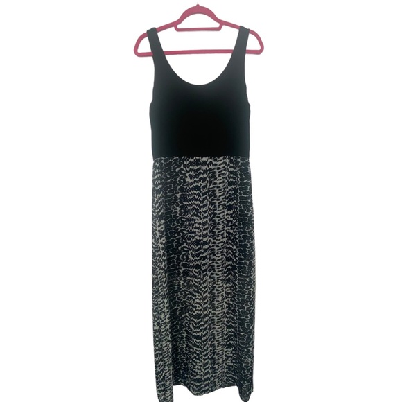 Vince Camuto Black and White Chiffon Sheer Overlay Tank Maxi Dress - Picture 2 of 10